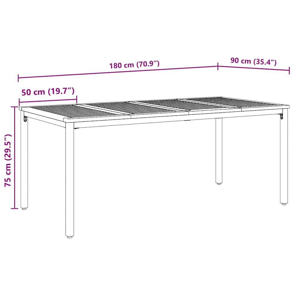 Vanjski stol Prirodna i crna 180 x 90 x 75 cm