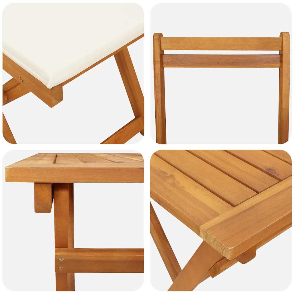 Bistro set s jastukom 5 pcs Prirodna nafta Čvrsto drvo akacije