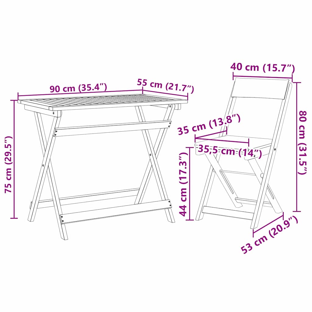Bistro set s jastukom 5 pcs Prirodna nafta Čvrsto drvo akacije