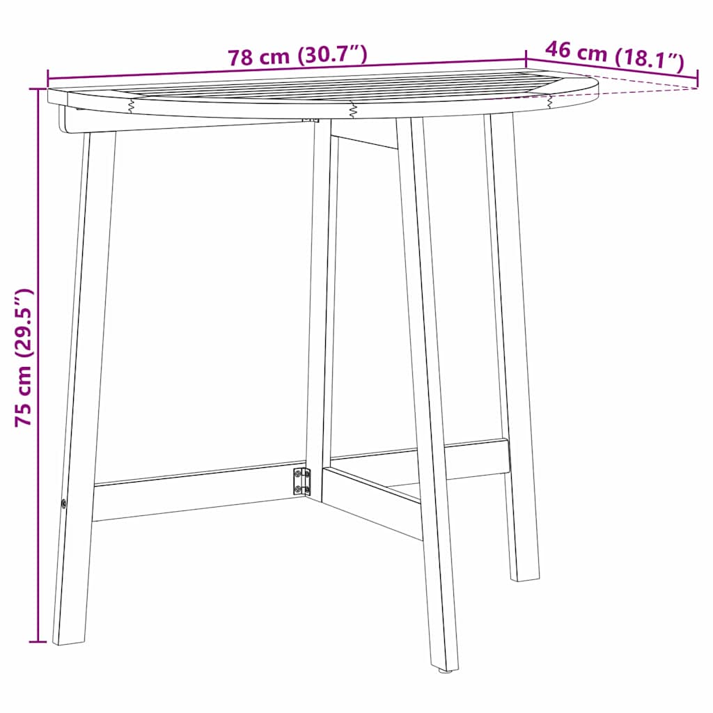 Bistro set 3 pcs Prirodna nafta Čvrsto drvo akacije