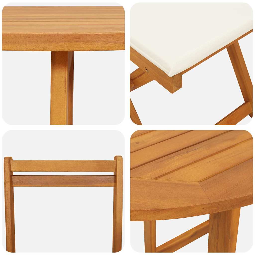 Bistro set s jastukom 3 pcs Prirodna nafta Čvrsto drvo akacije