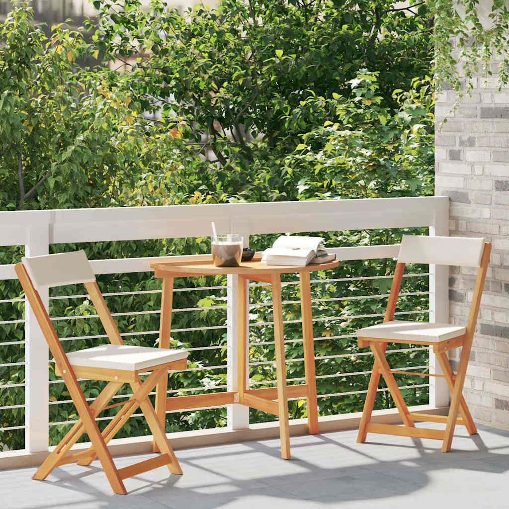 Bistro set s jastukom 3 pcs Prirodna nafta Čvrsto drvo akacije