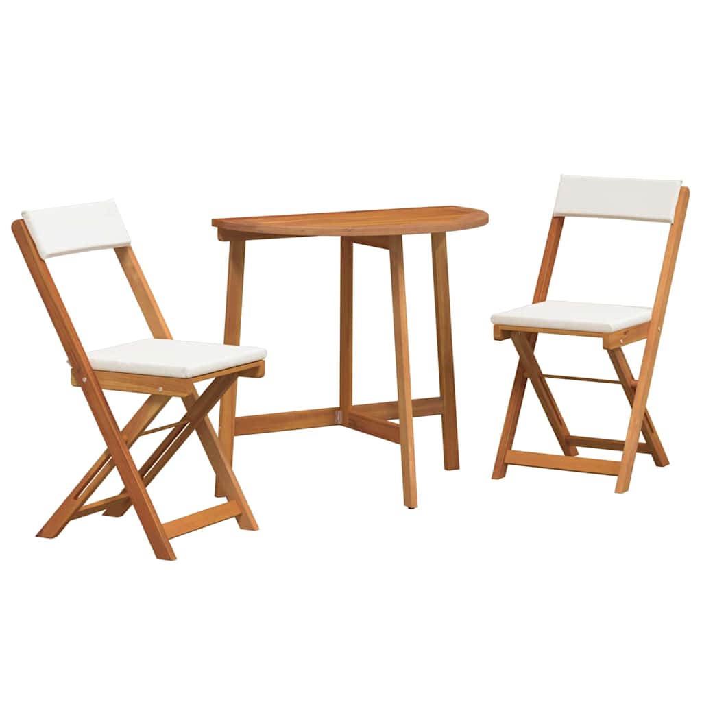 Bistro set s jastukom 3 pcs Prirodna nafta Čvrsto drvo akacije