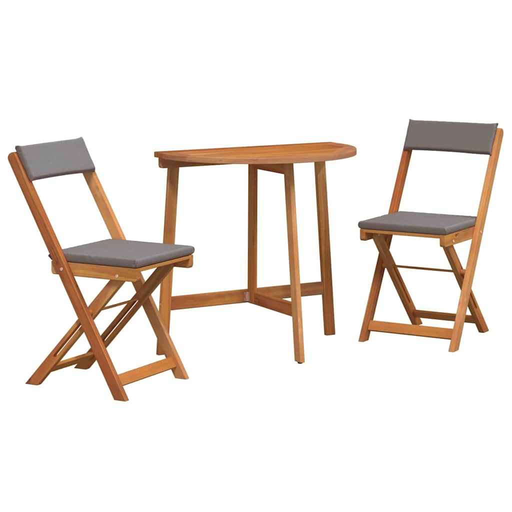 Bistro set s jastukom 3 pcs Prirodna nafta Čvrsto drvo akacije
