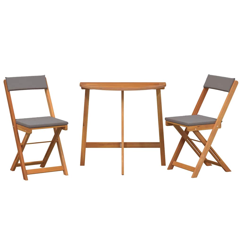 Bistro set s jastukom 3 pcs Prirodna nafta Čvrsto drvo akacije