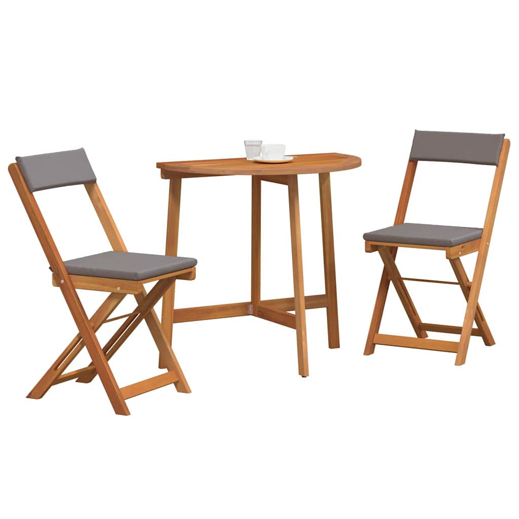 Bistro set s jastukom 3 pcs Prirodna nafta Čvrsto drvo akacije