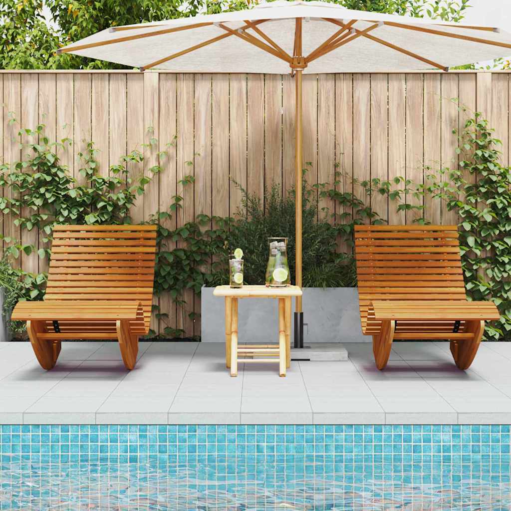 Ležaljka 2 pcs Smeđa 154 x 60 x 74 cm Čvrsto drvo akacije