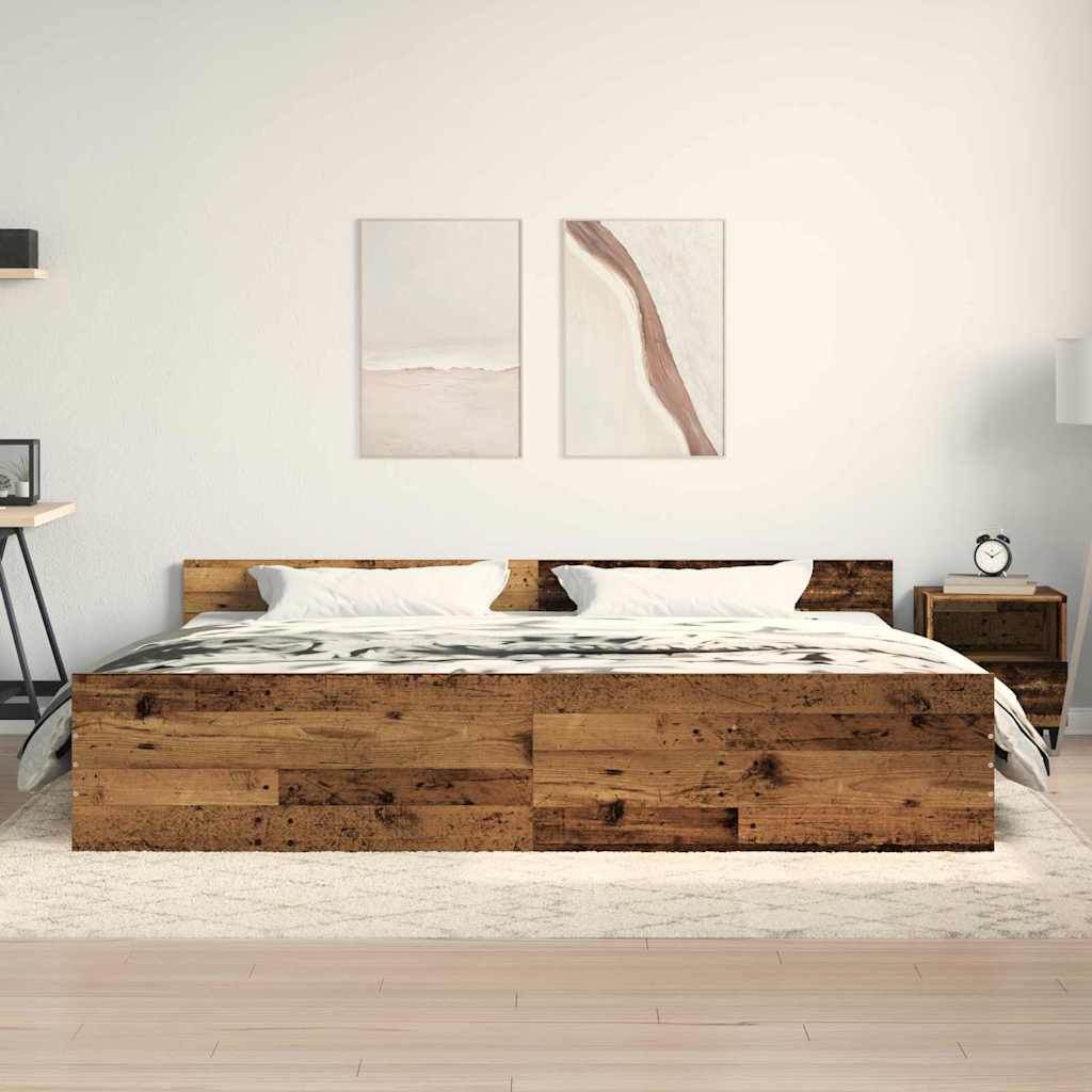 Krevetna konstrukcija s uzglavljem Staro drvo 203 x 203 x 50 cm