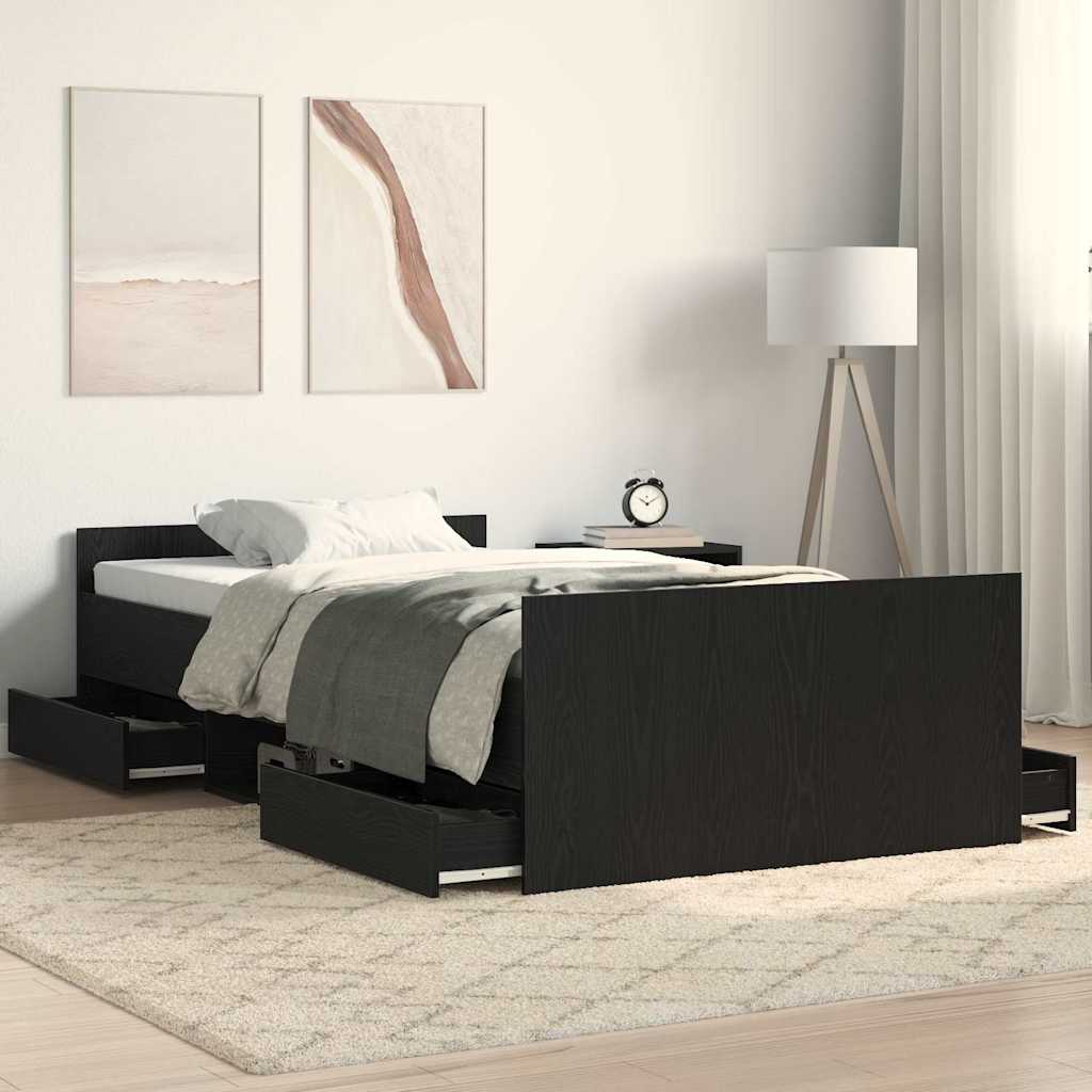 Krevetna konstrukcija s ladicama Crni hrast 203 x 103 x 50 cm