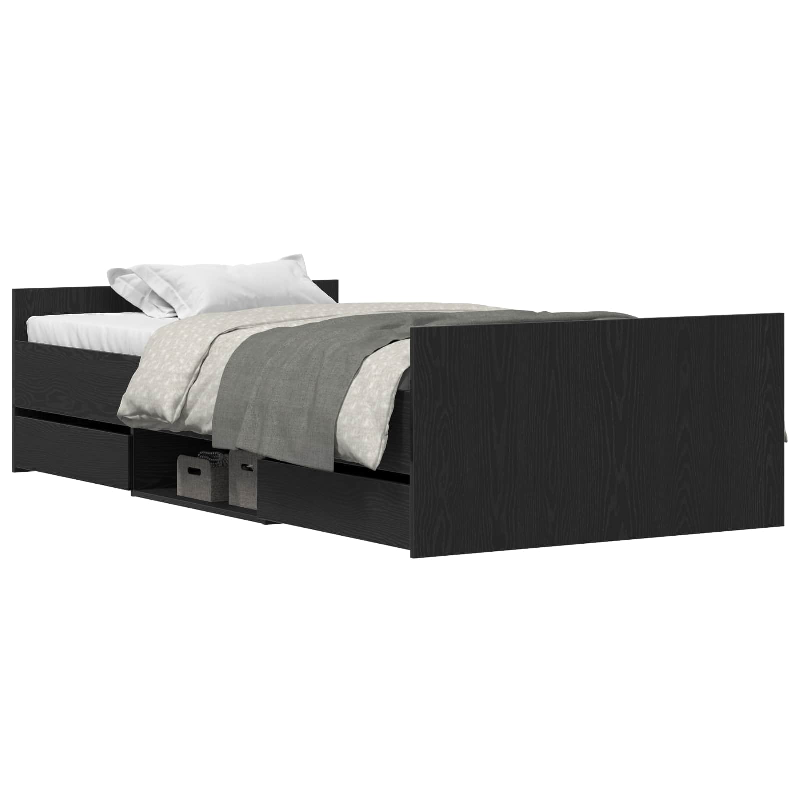 Krevetna konstrukcija s ladicama Crni hrast 203 x 93 x 50 cm