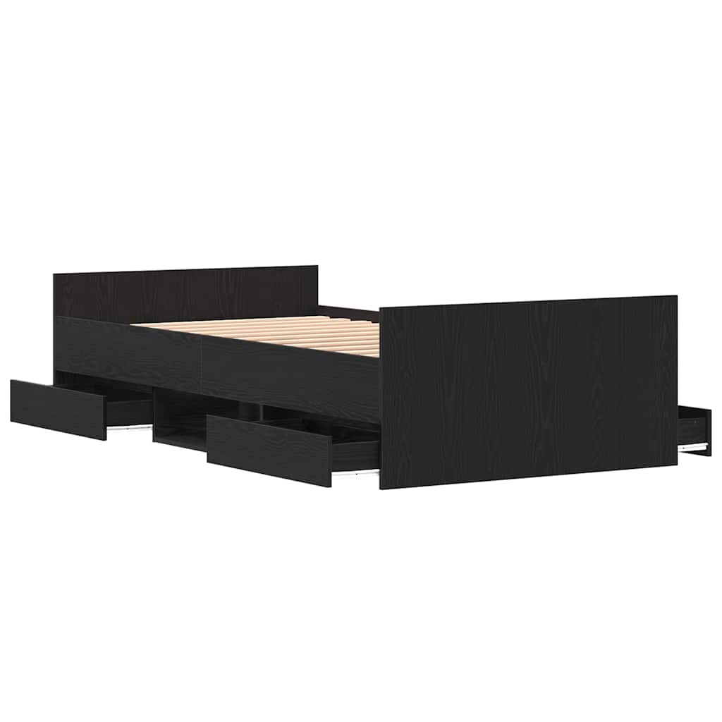 Krevetna konstrukcija s ladicama Crni hrast 203 x 93 x 50 cm