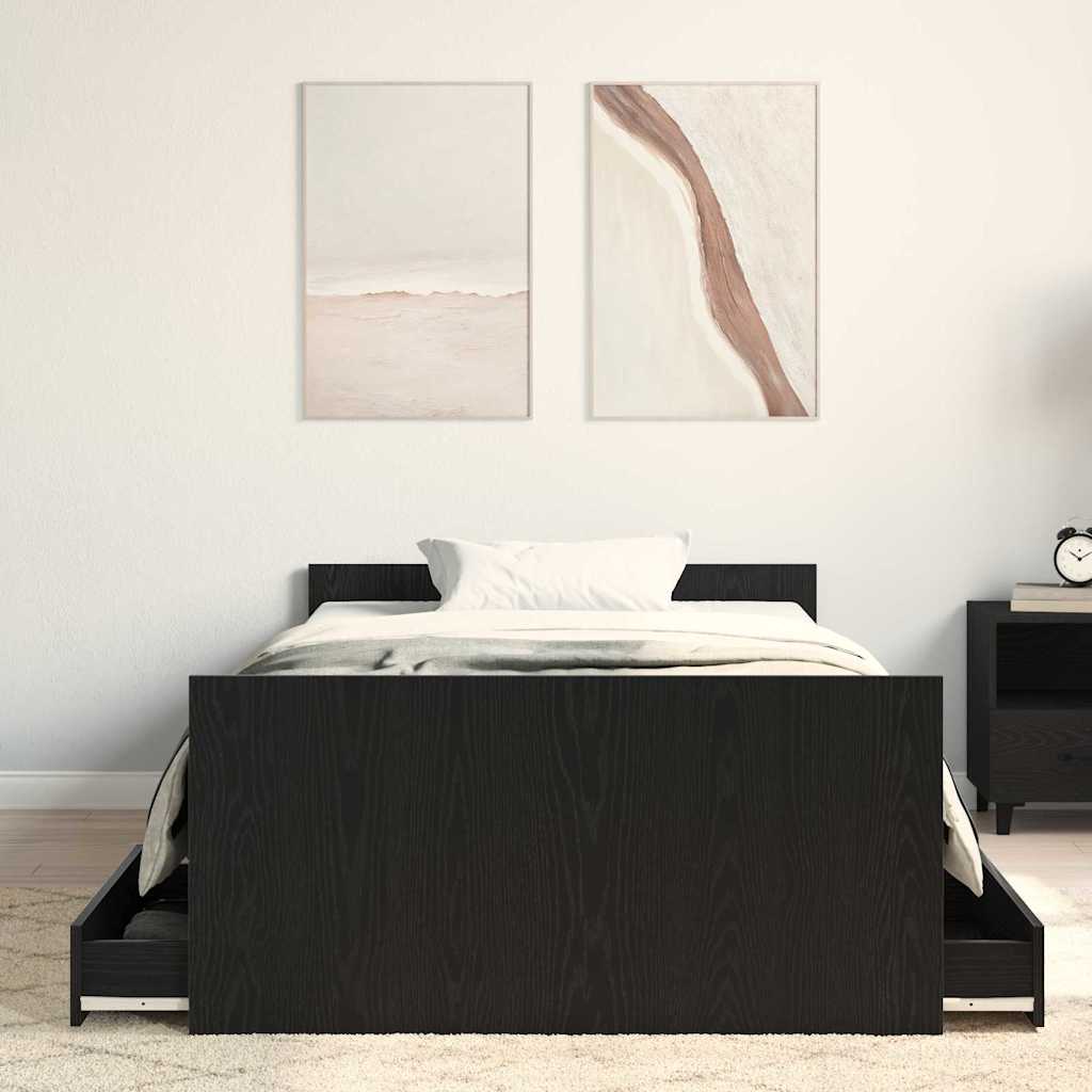 Krevetna konstrukcija s ladicama Crni hrast 193 x 93 x 50 cm
