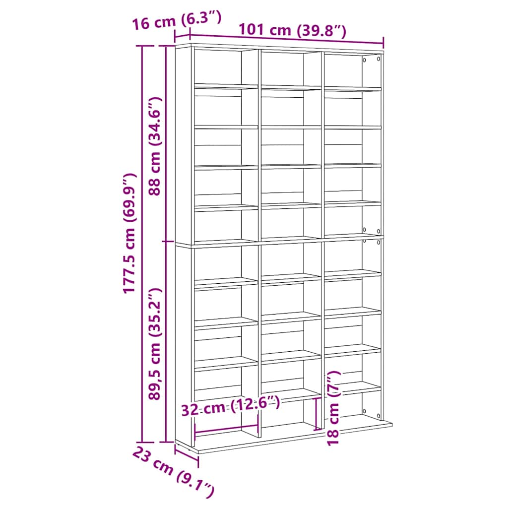 CD ormar Umjetnički hrast 101 x 23 x 177,5 cm Konstruirano drvo