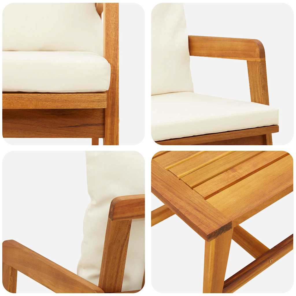 Bistro set s jastukom 3 pcs Smeđa Čvrsto drvo akacije