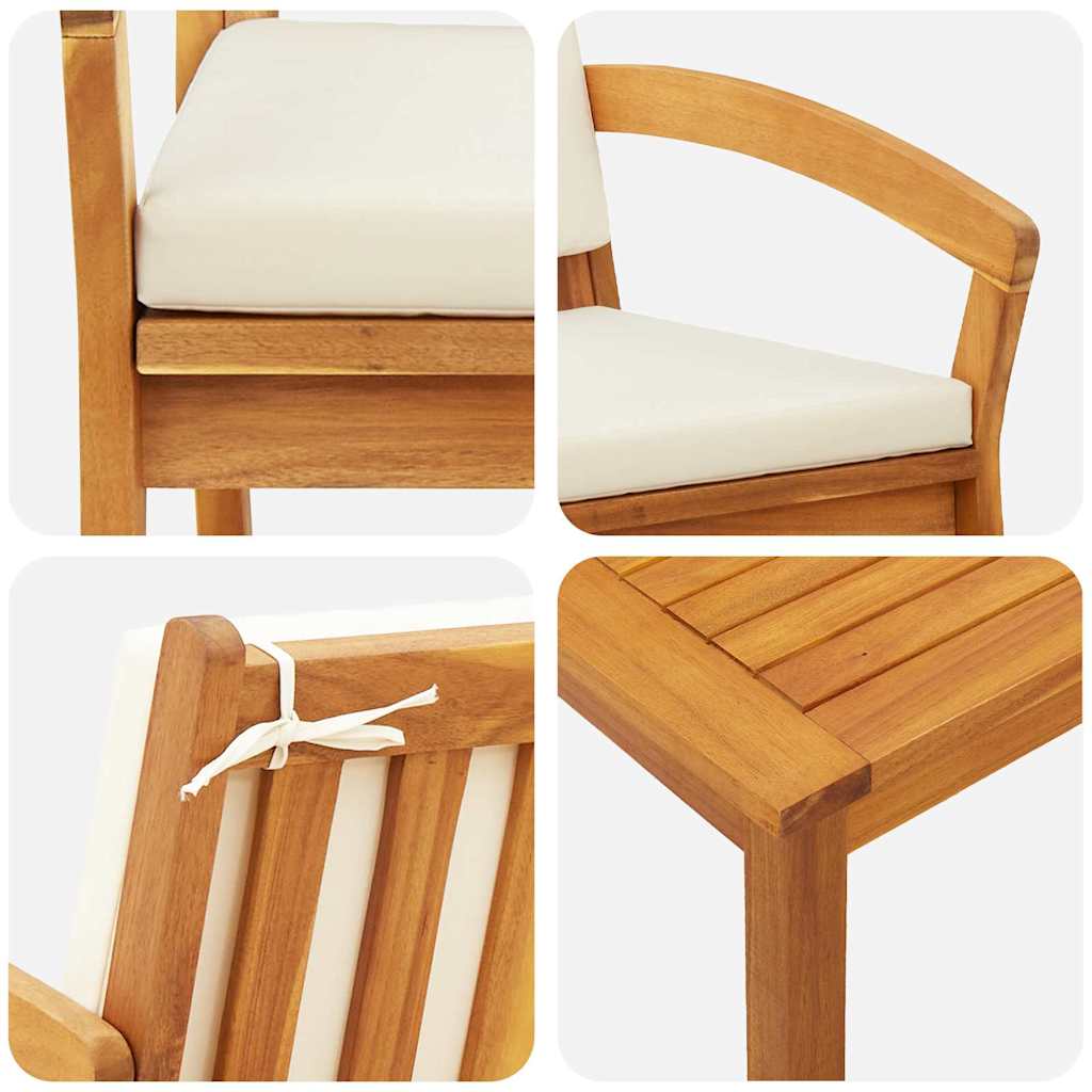 Bistro set s jastukom 2 pcs Prirodna nafta Čvrsto drvo akacije