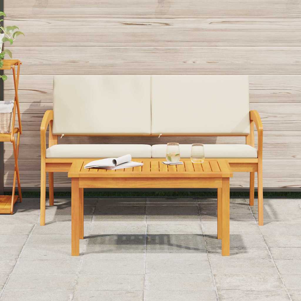 Bistro set s jastukom 2 pcs Prirodna nafta Čvrsto drvo akacije