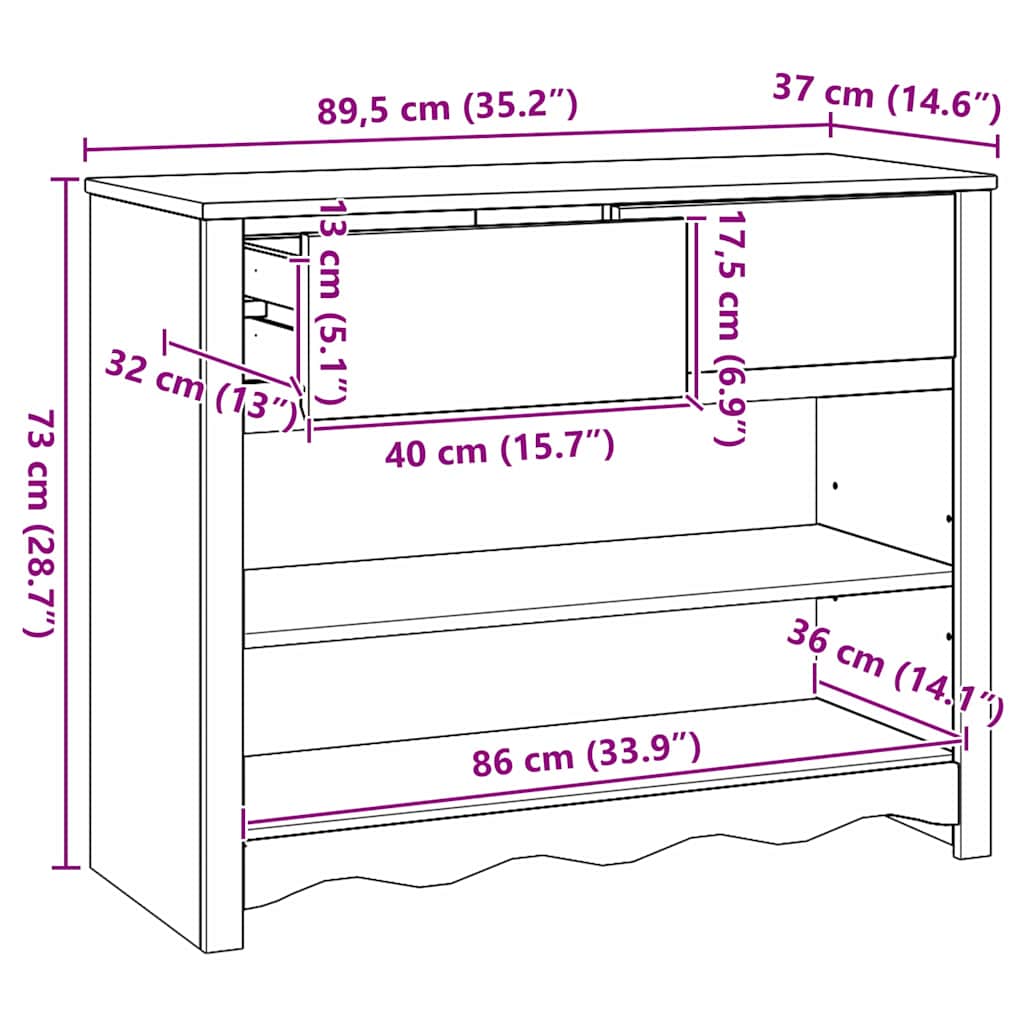 Konzolna stolica s ladicama Drammen Bijelo 89,5 x 37 x 73 cm