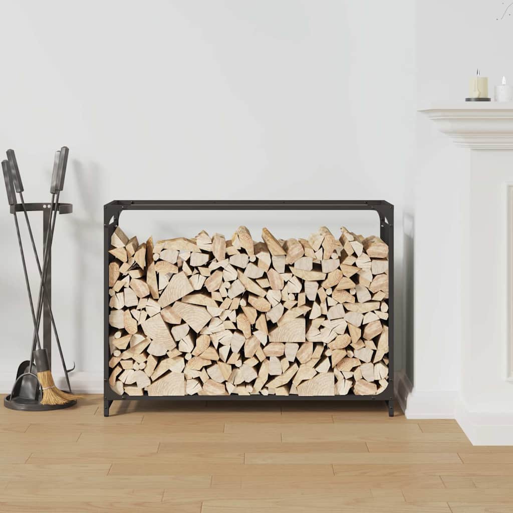 Stalak za drva crni 90x28x65 cm hladno valjani čelik