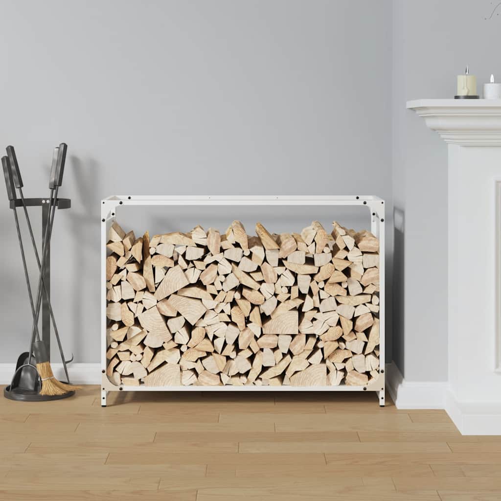 Stalak za drva bijela 90x28x65 cm hladno valjani čelik