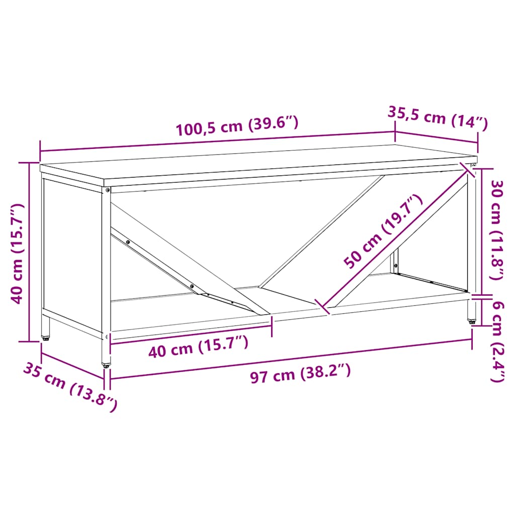 Stalak za drva za ogrjev s drvenim vrhom crni 100,5x35,5x40 cm