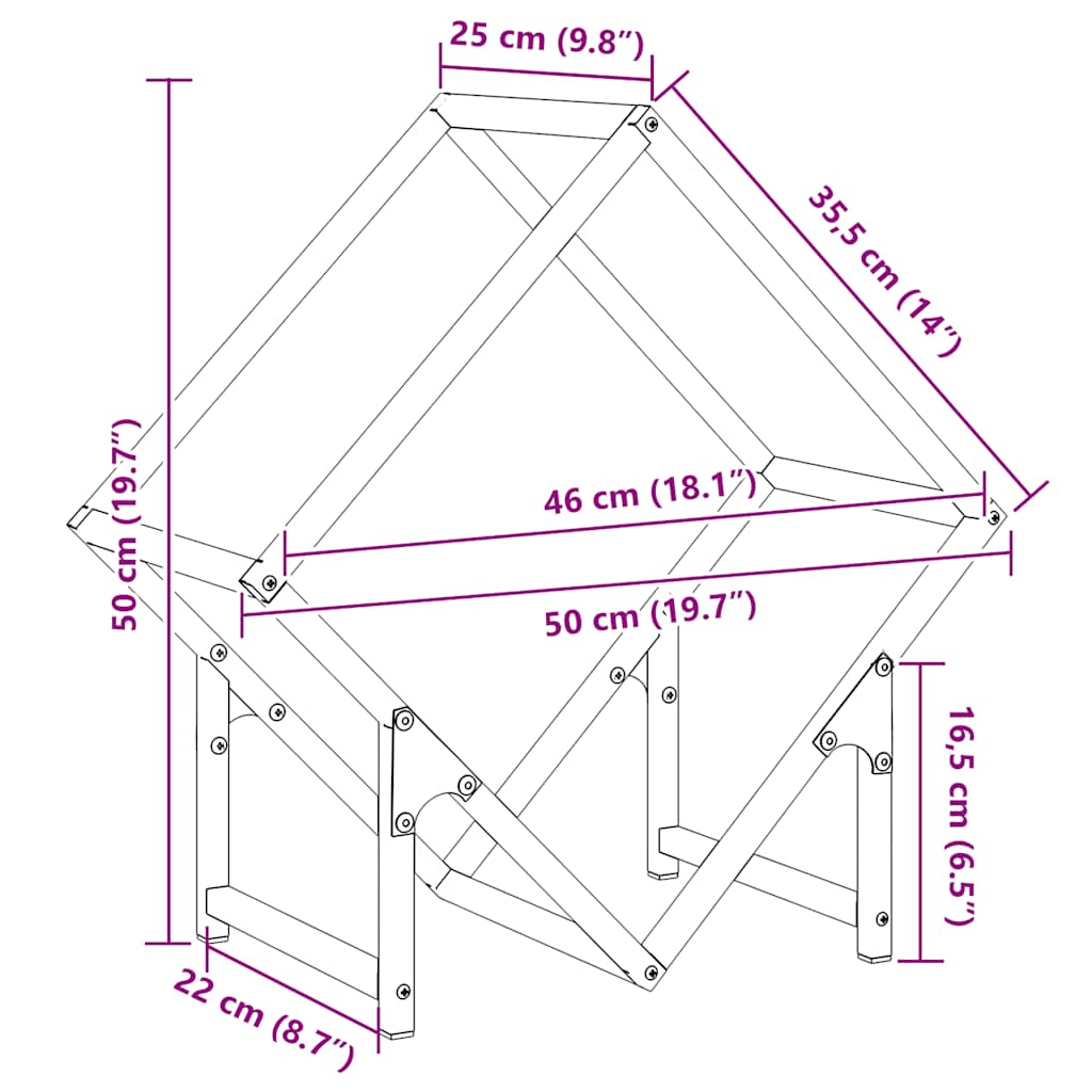 Stalak za drva bijeli 50x25x50 cm hladno valjani čelik