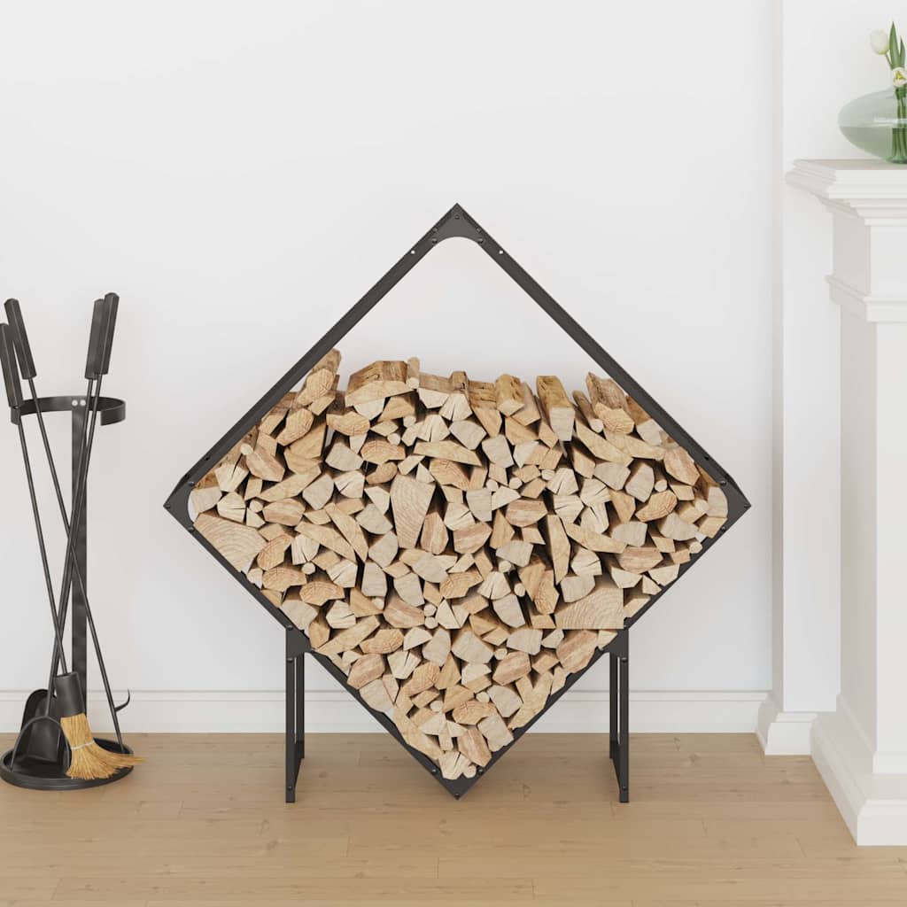 Stalak za drva crni 100x25x100 cm Hladno valjani čelik