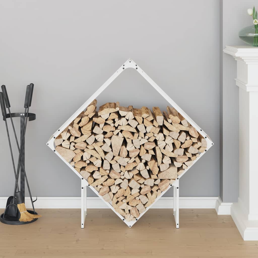 Stalak za drva bijeli 100x25x100 cm Hladno valjani čelik