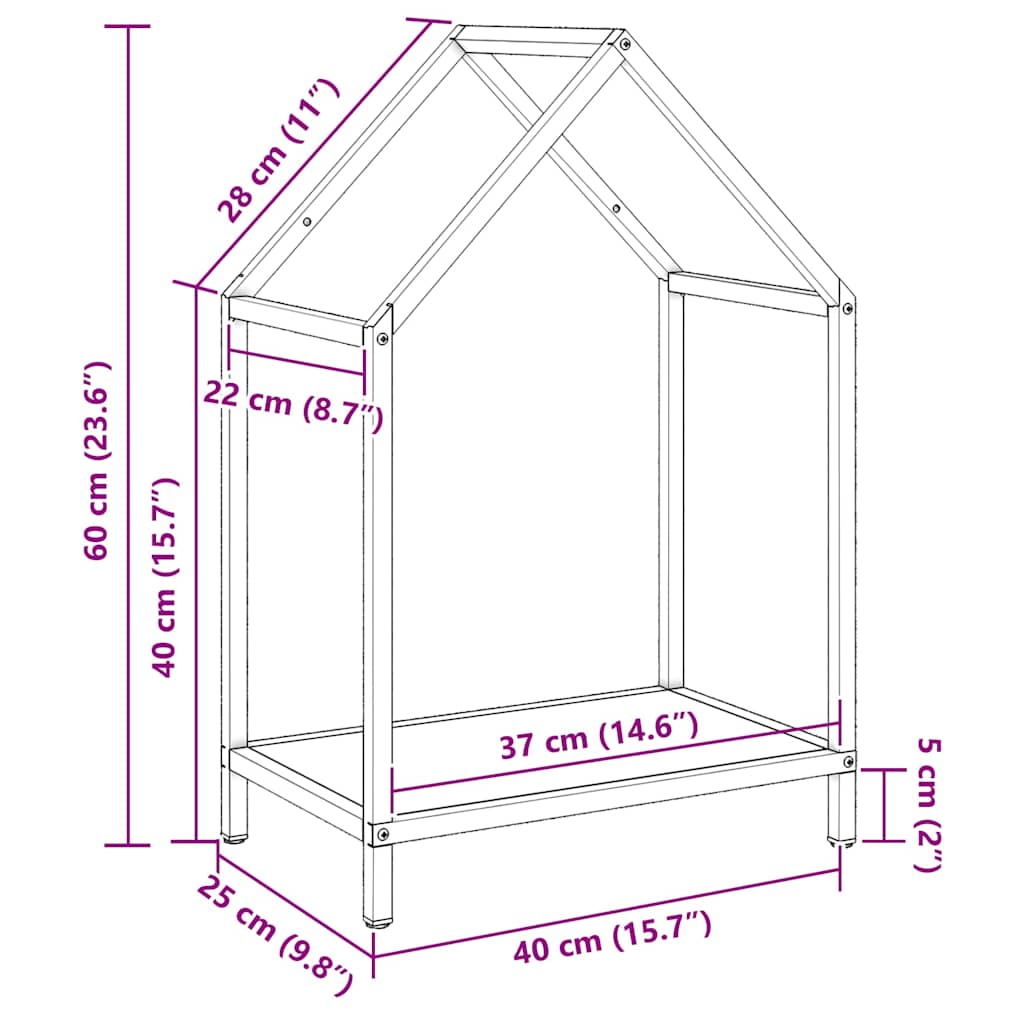 Stalak za drva antracit 40x25x60 cm hladno valjani čelik