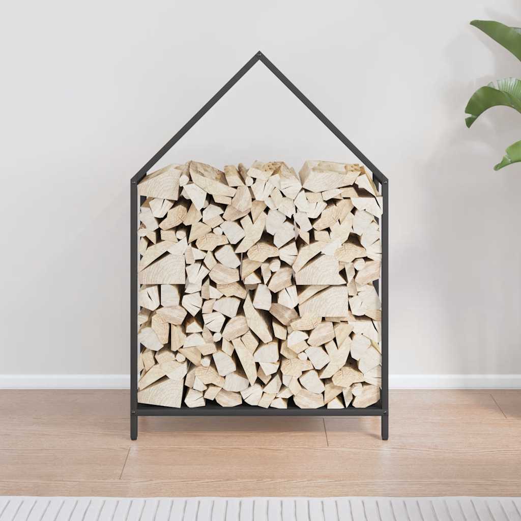 Stalak za drva crni 60x25x90 cm hladno valjani čelik
