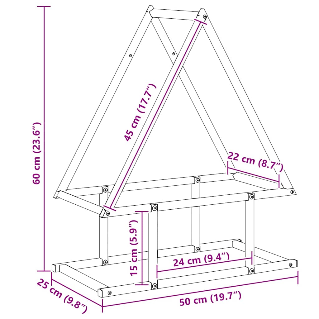 Stalak za drva crni 50x25x60cm hladno valjani čelik