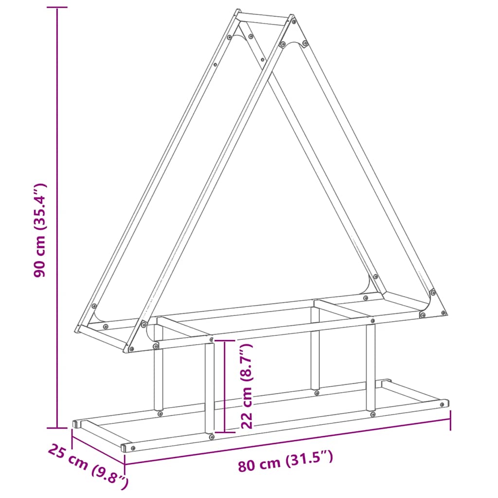 Stalak za drva antracit 80x25x90 cm hladno valjani čelik