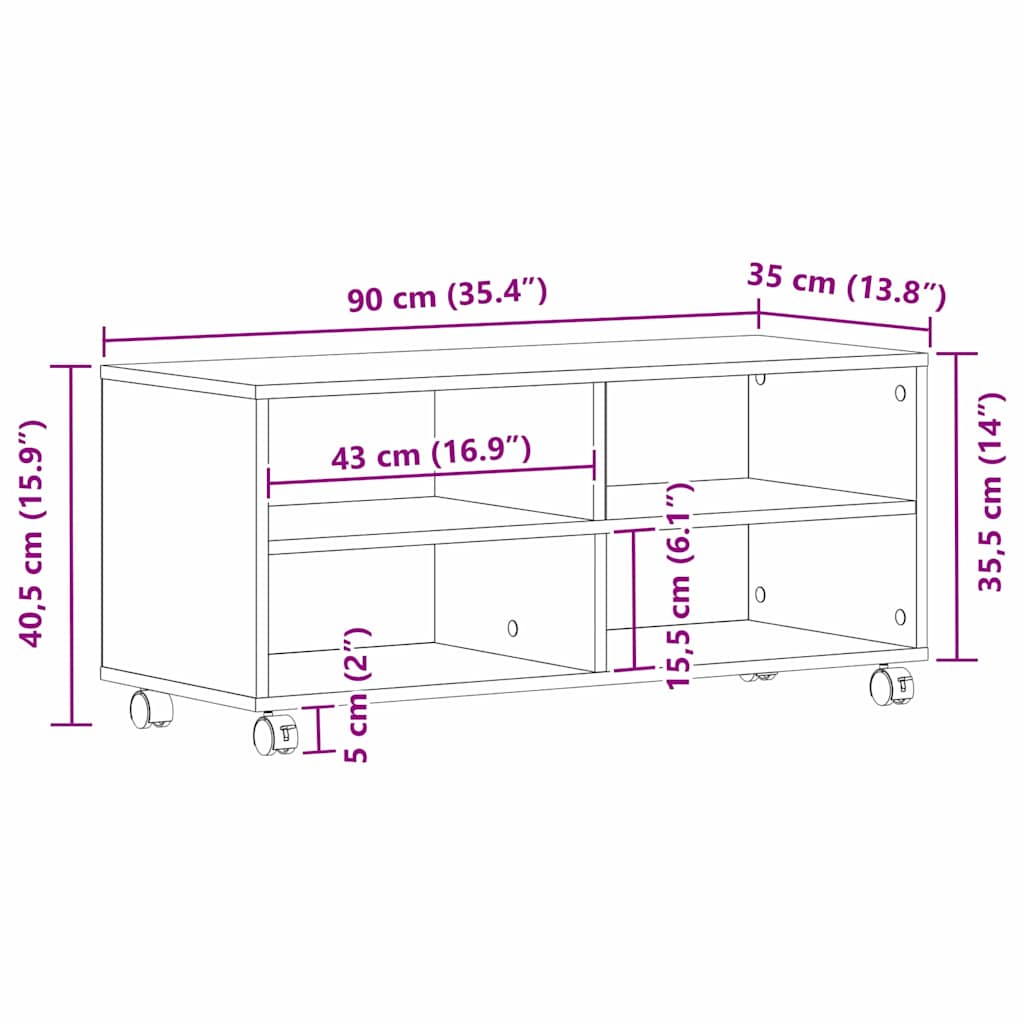 TV ormar Crna 90 x 35 x 40.5 cm Konstruirano drvo