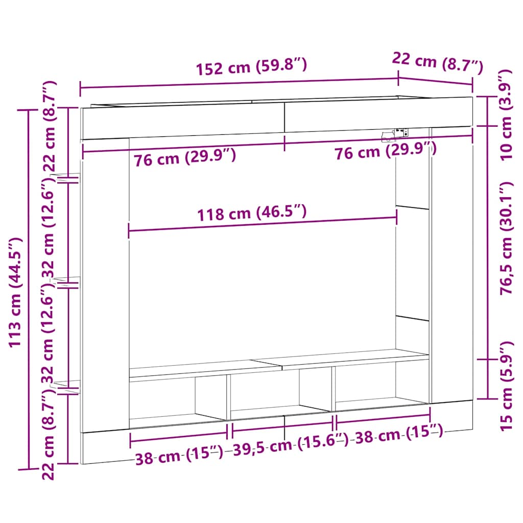 TV ormar hrast artisan 152 x 22 x 113 cm Konstruirano drvo