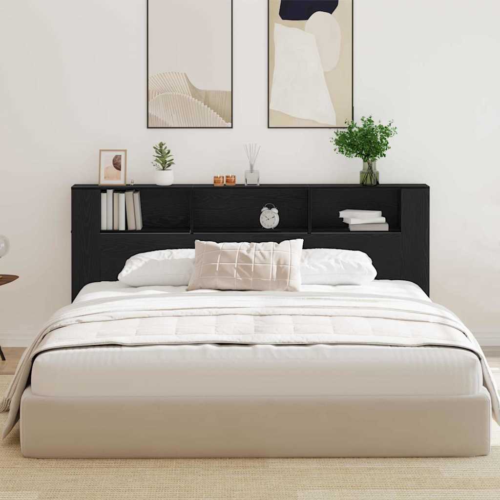 Glava kreveta s ormarićem Crni hrast 220 x 18,5 x 102,5 cm