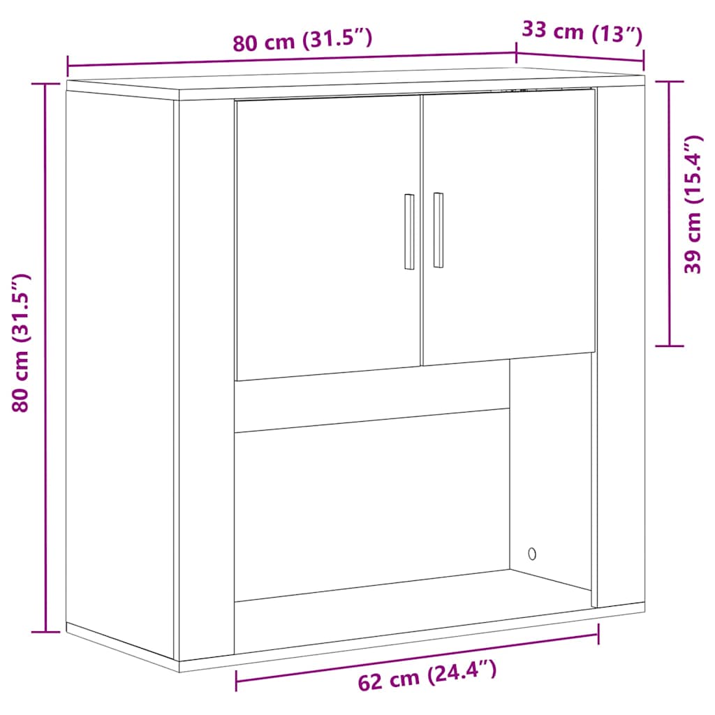 Ormar za Zid hrast artisan 80 x 33 x 80 cm Konstruirano drvo