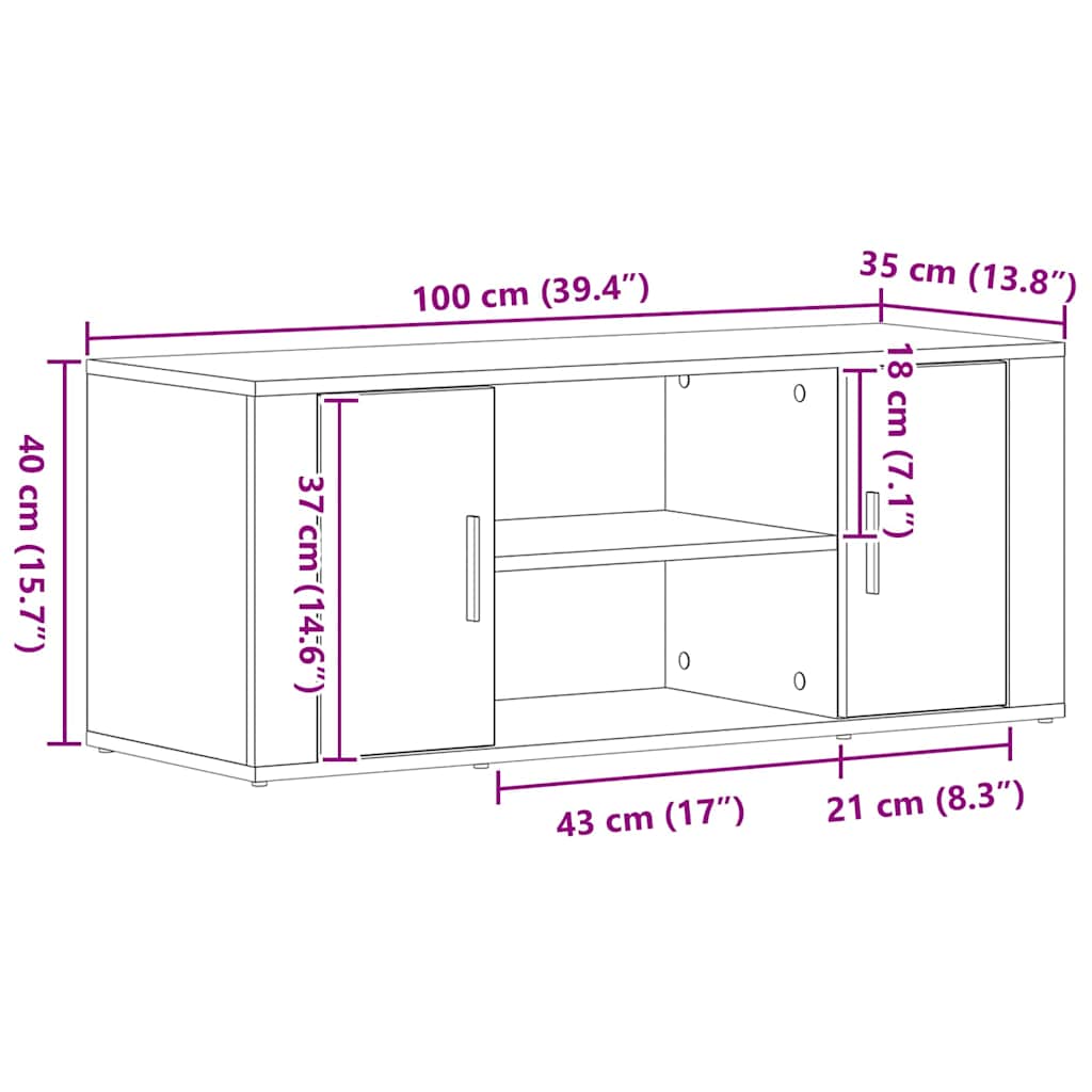 TV ormar Crni hrast 100 x 35 x 40 cm Konstruirano drvo