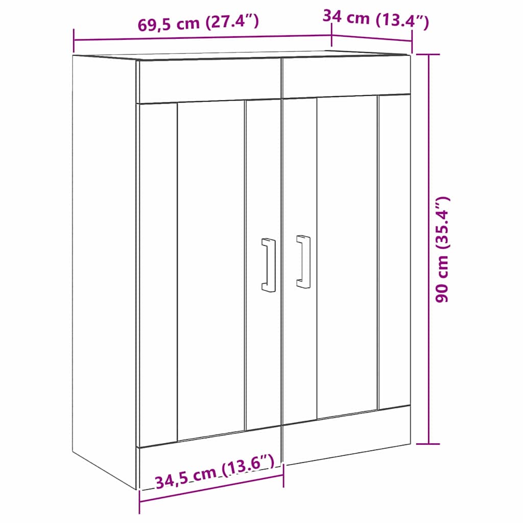 Ormar za Zid Staro drvo 69,5 x 34 x 90 cm Konstruirano drvo