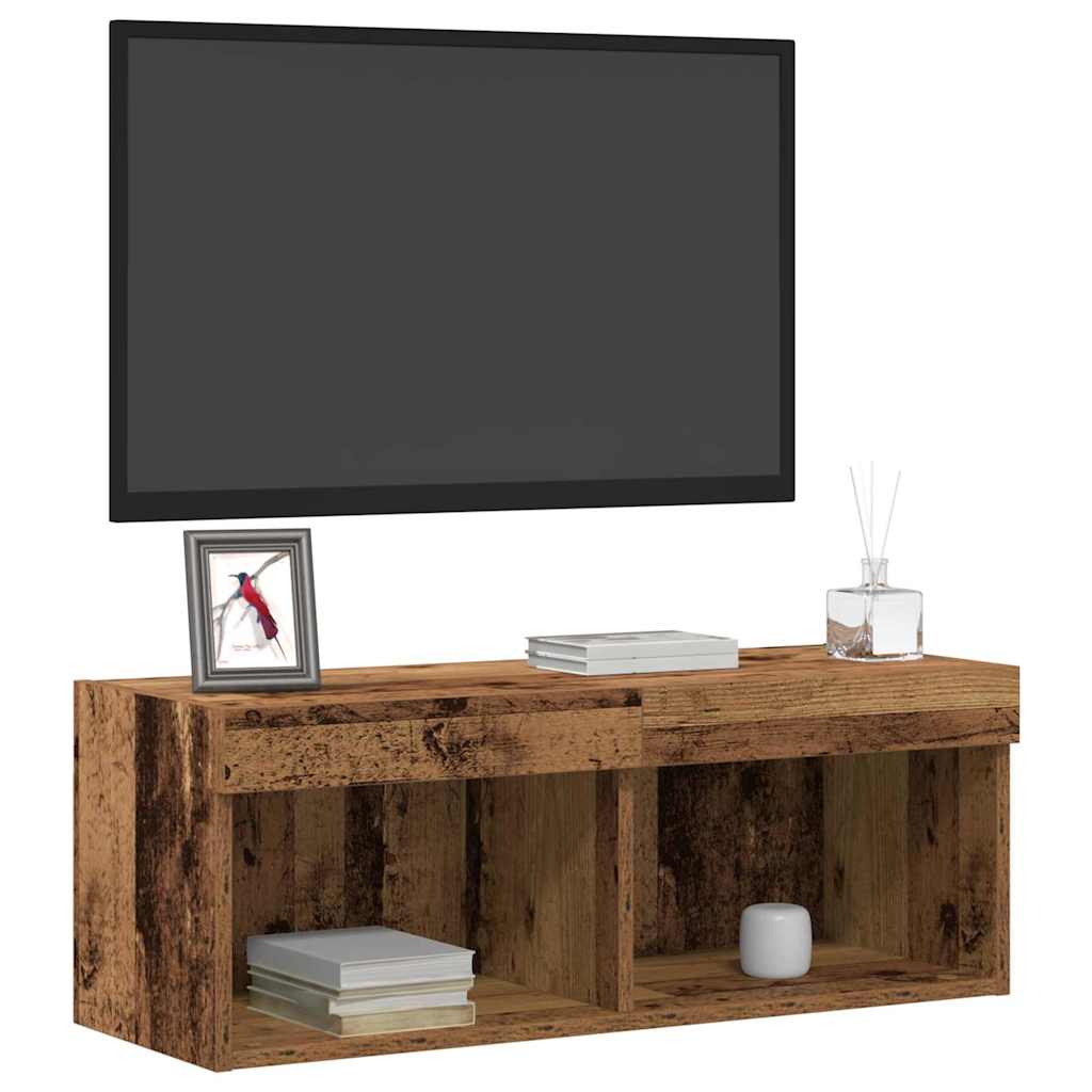 Set TV komoda s LED svjetlima 2 pcs Staro drvo 80 x 30 x 30 cm
