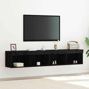 Set TV komoda s LED svjetlima 2 pcs Crni hrast 80 x 30 x 30 cm