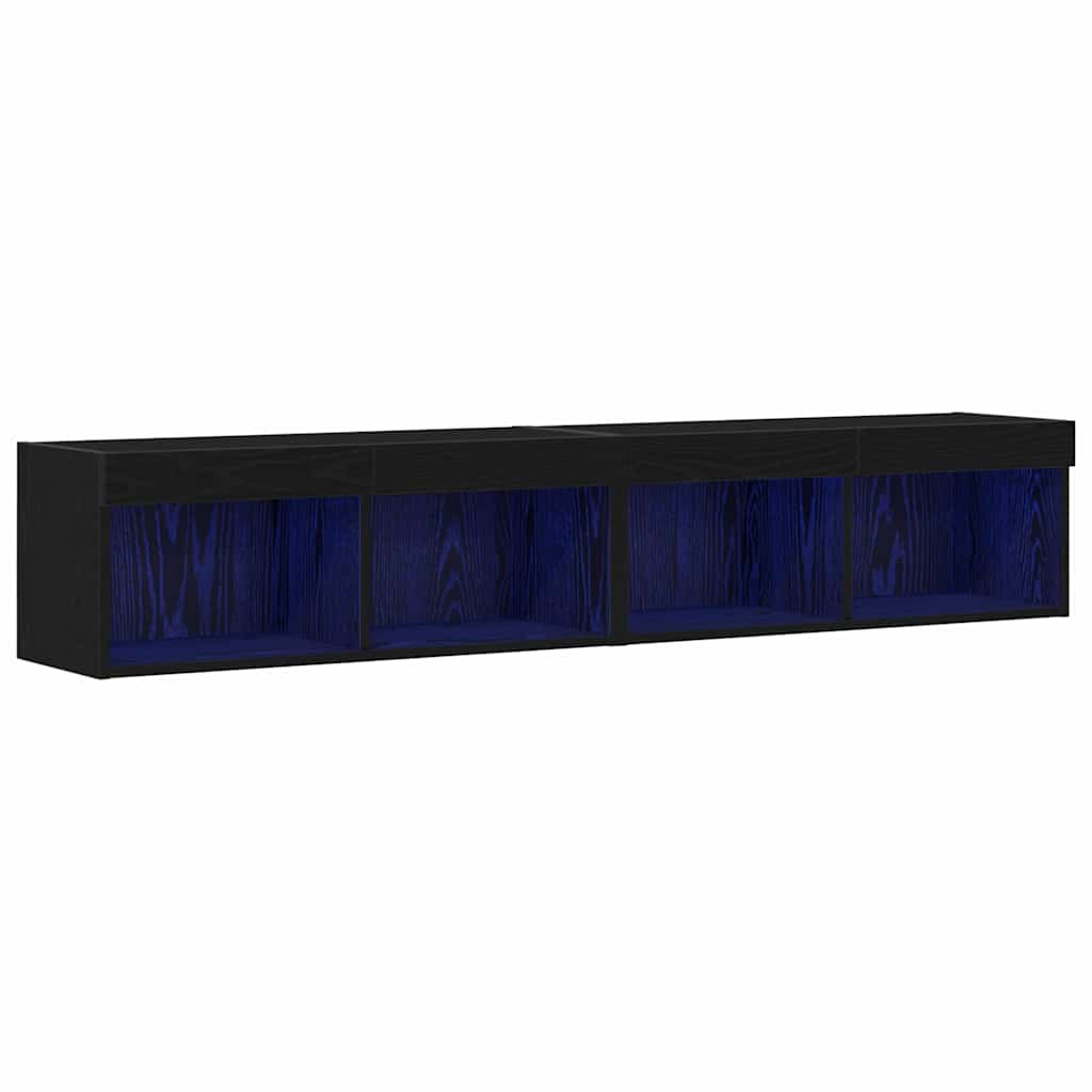 Set TV komoda s LED svjetlima 2 pcs Crni hrast 80 x 30 x 30 cm