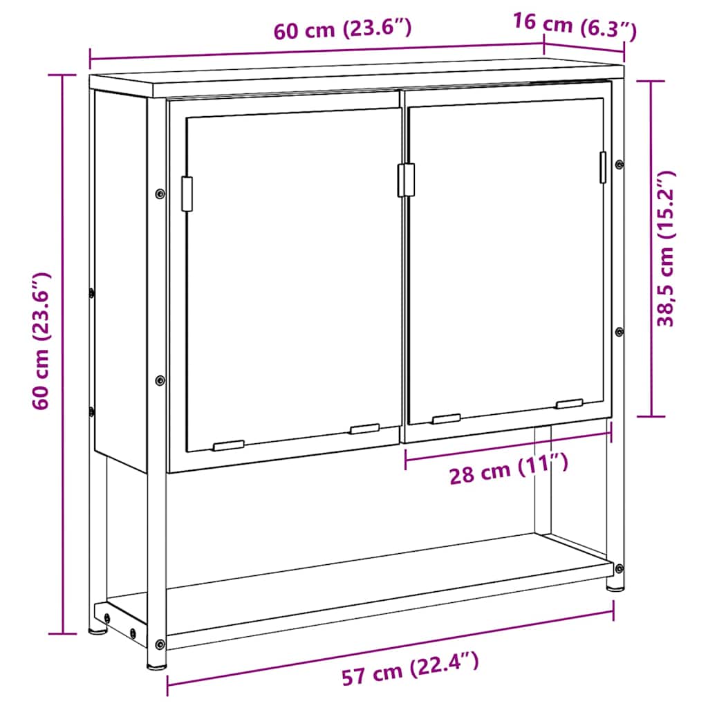 Ogledalo ormar Crni hrast 60 x 16 x 60 cm Konstruirano drvo