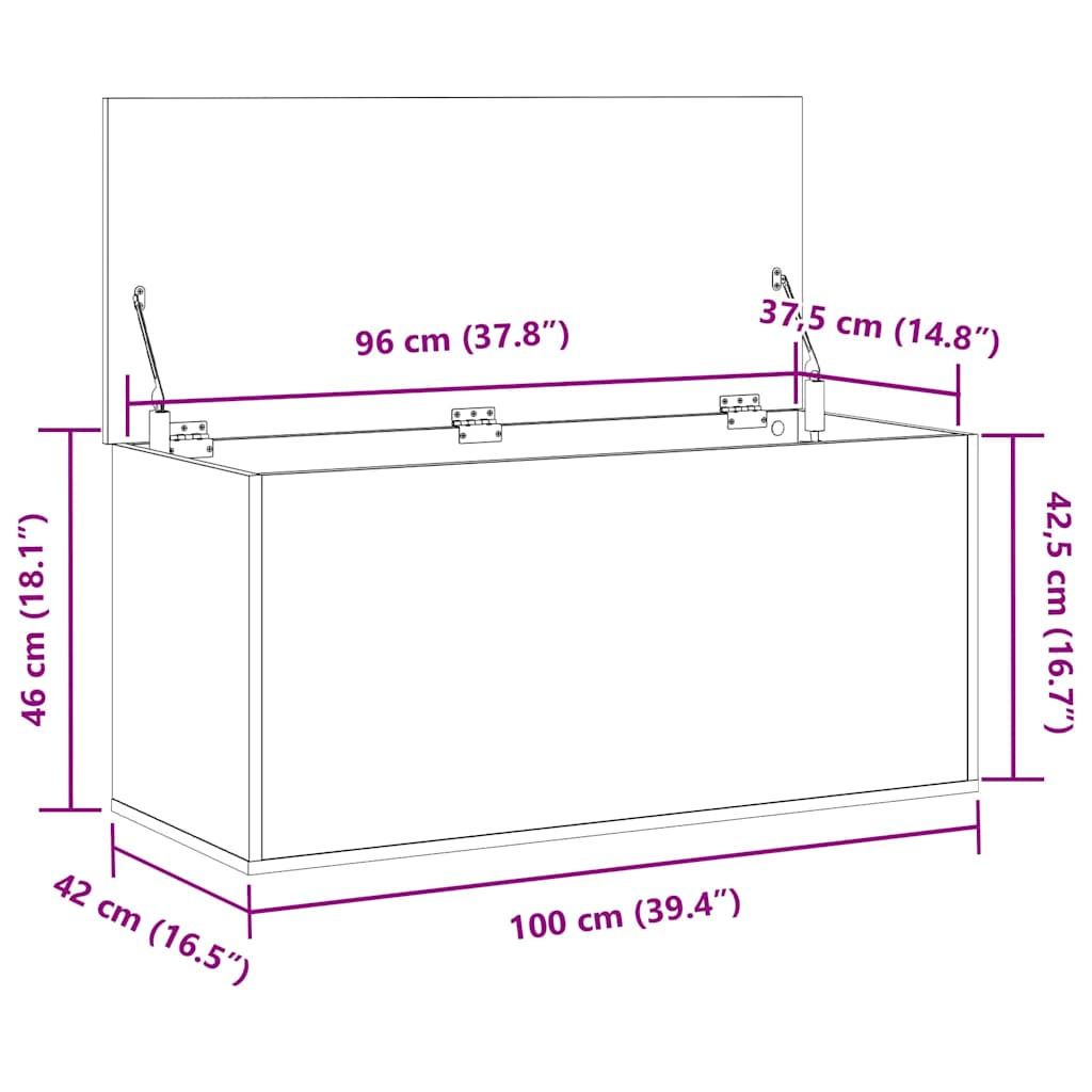 Kutija za spremanje s pohranom Crni hrast 100 x 42 x 46 cm