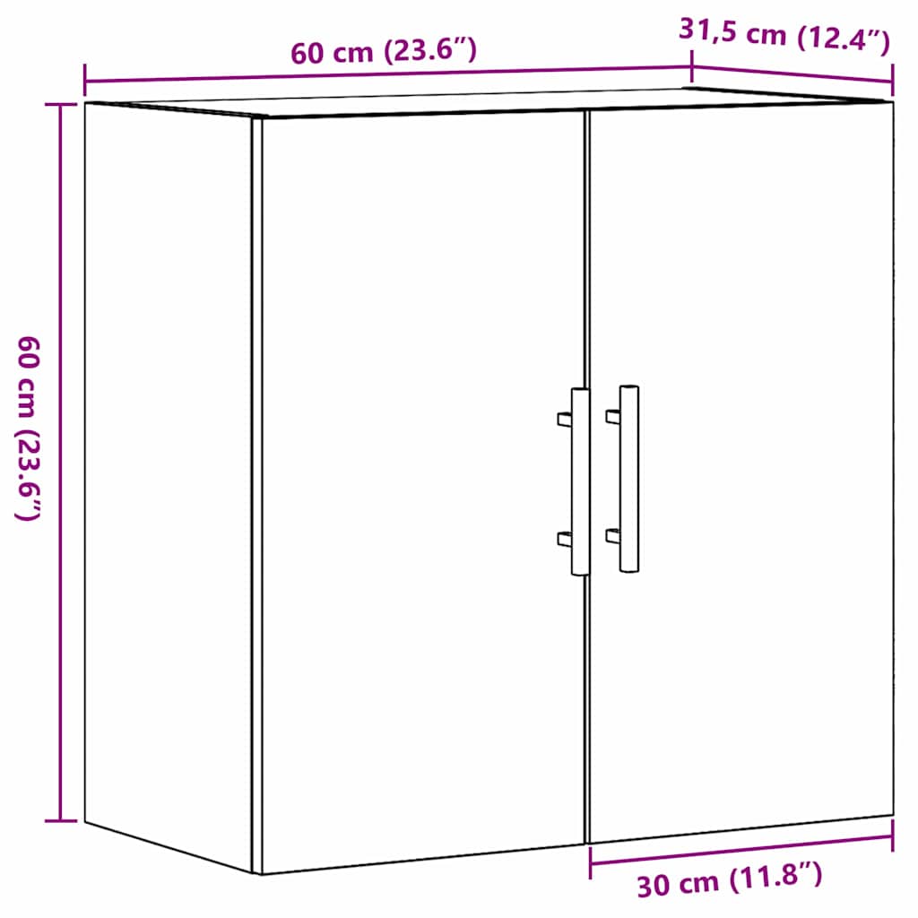 Ormar za Zid Zidne Umjetnički hrast 60 x 31,5 x 60 cm