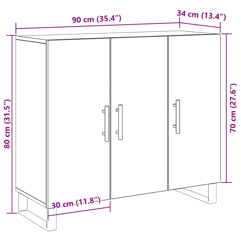 Kreveta Umjetnički hrast 90 x 34 x 80 cm Konstruirano drvo
