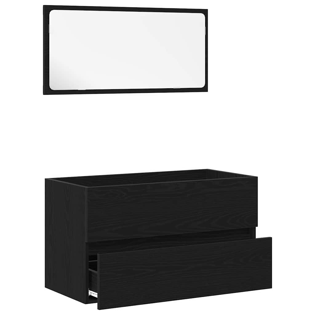 Set namještaja za kupaonicu 2 pcs Crni hrast Konstruirano drvo