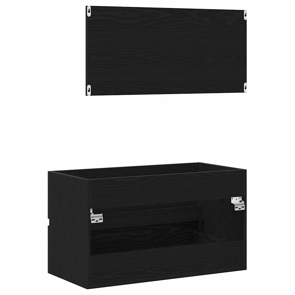 Set namještaja za kupaonicu 2 pcs Crni hrast Konstruirano drvo