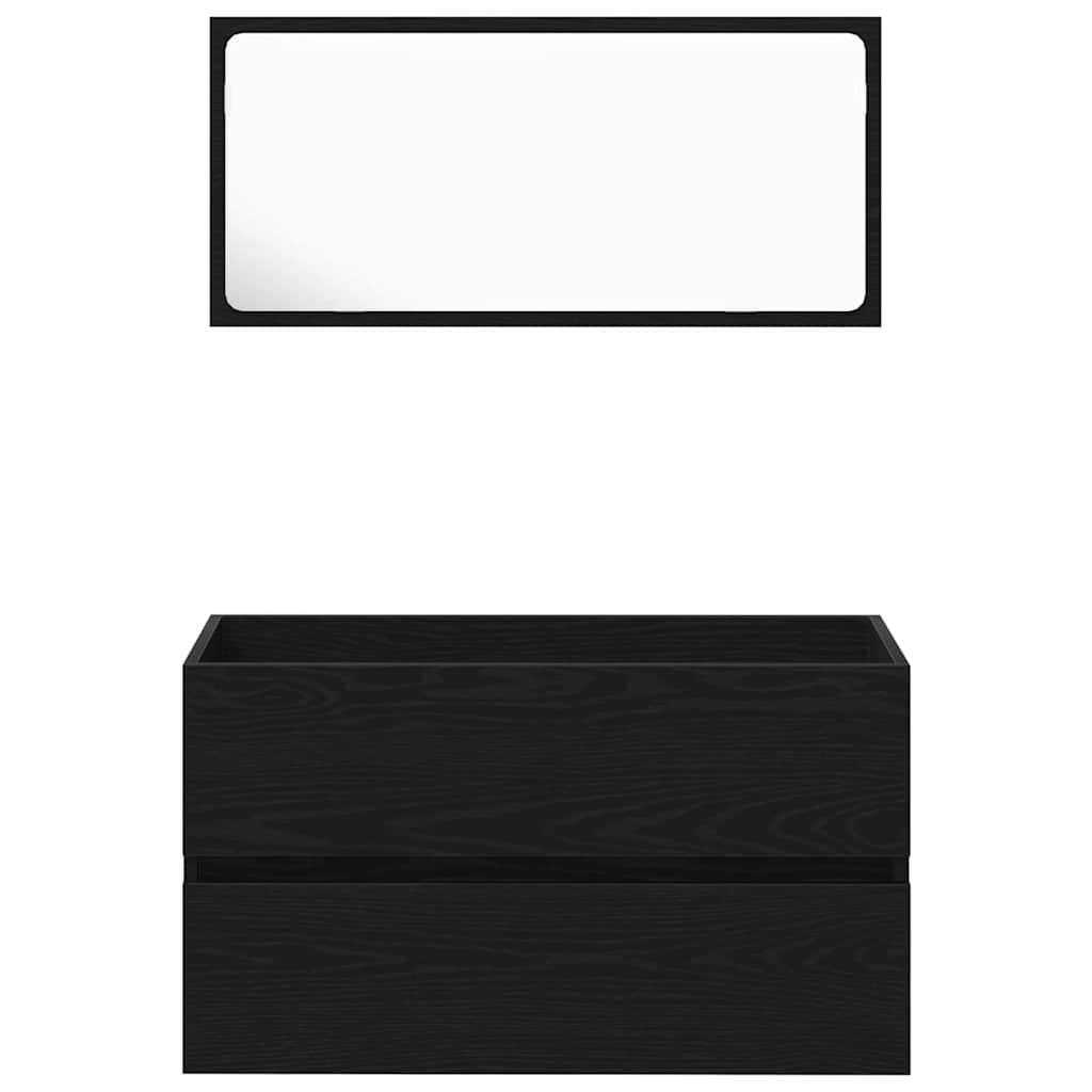 Set namještaja za kupaonicu 2 pcs Crni hrast Konstruirano drvo