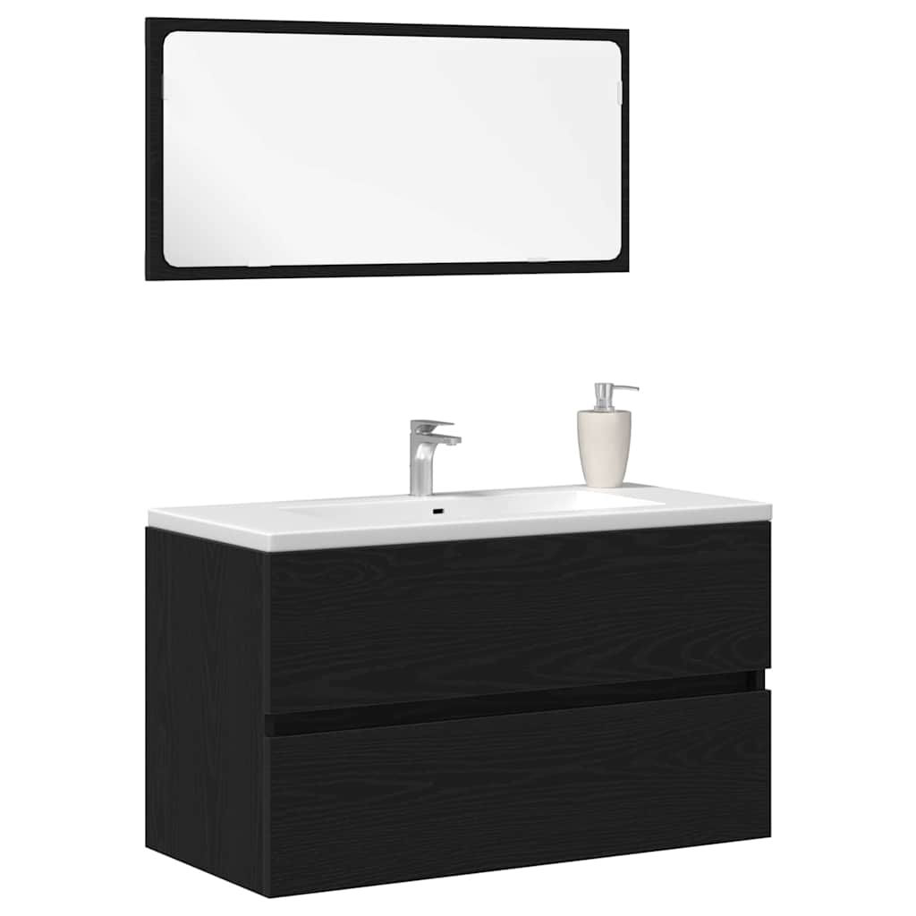 Set namještaja za kupaonicu 2 pcs Crni hrast Konstruirano drvo