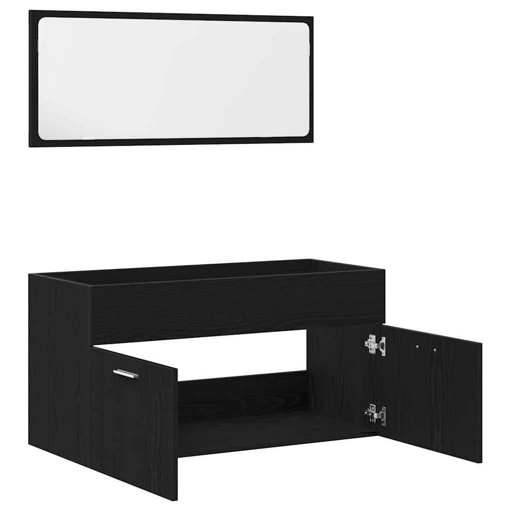 Set namještaja za kupaonicu 2 pcs Crni hrast Konstruirano drvo