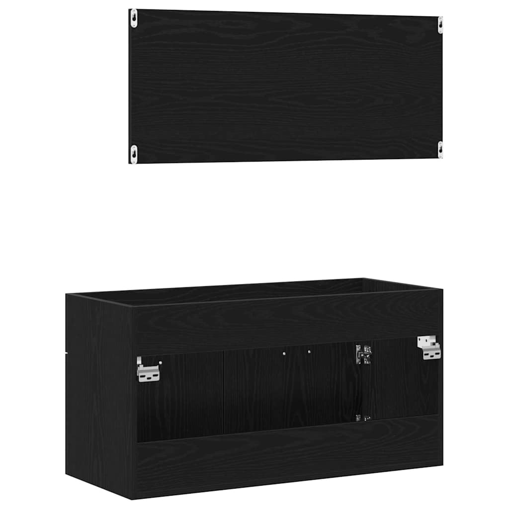 Set namještaja za kupaonicu 2 pcs Crni hrast Konstruirano drvo